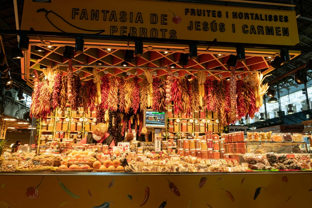 Comida en el mercado de La Boqueria